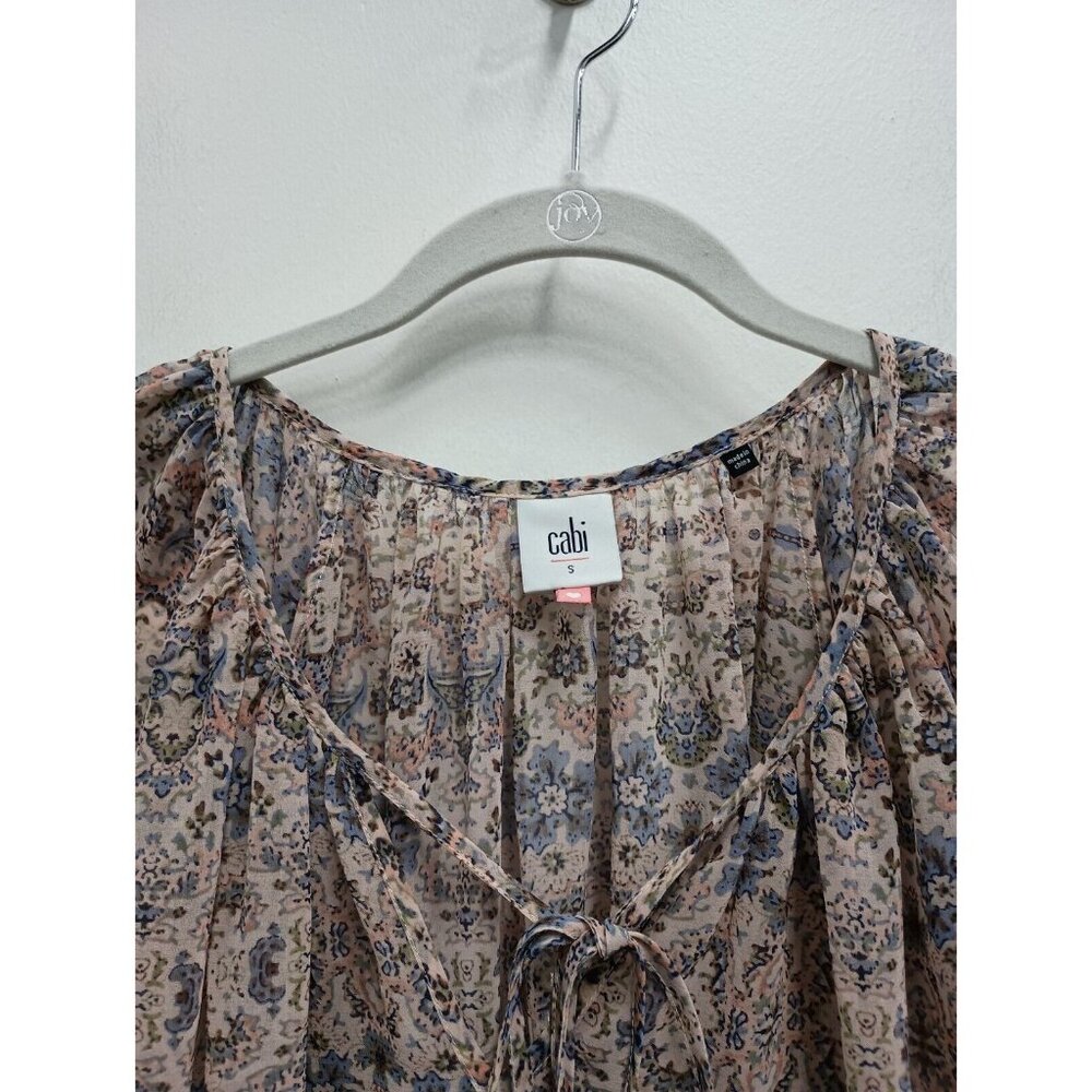 CAbi Womens Siena Chiffon Blouse Top Small Floral Long Sleeve BOHO Fairy 5028 - Picture 3 of 10